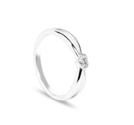 Anel De Prata Vazado Com Coração E Zircônia Cristal