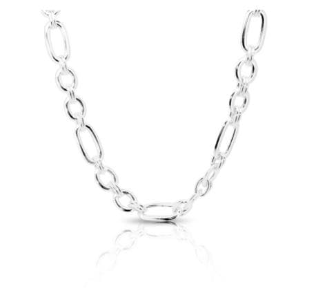 Gargantilha De Prata Com Elos Ovais